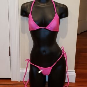 2 piece bikini neon pink